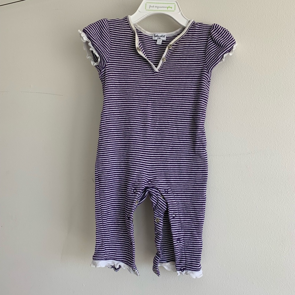 Blue and white striped Splendid Romper size 6-9 mo